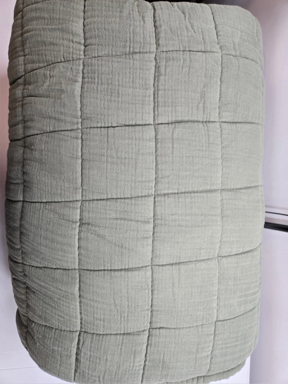 QUINCE Organic Cotton Gauze Box Quilt Set Full/Queen Olive 0785